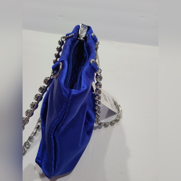 NWT Urban Expressions Blue Satin Chain Rinstones strap Women's Bag 7×6×2 in. - Picture 5 of 12